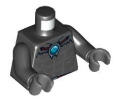 Torso Bare Chest with Muscles, Dark Bluish Gray Fur and Dark Azure Round Jewel (Chi) Pattern / Black Arms / Dark Bluish Gray Hands