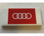 Tile 2 x 4 with White Audi Logo in Red Rectangle Pattern (Sticker) - Set 75873