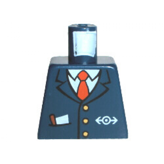 Torso Train with Logo, Three Gold Buttons, Red Tie, Pencil & Paper in Pocket Pattern