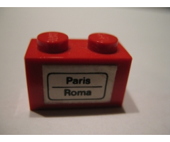 Brick 1 x 2 with 'Paris - Roma' Pattern (Sticker) - Set 164