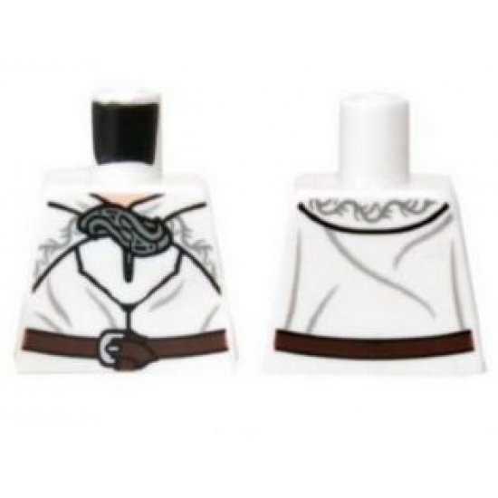 Torso LotR Robe with Brown Belt and Silver Clasp Pattern (Gandalf)