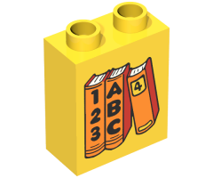 Duplo, Brick 1 x 2 x 2 with Three Books Pattern, ABC and 123
