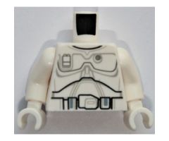 Torso SW Mandalorian Armor Plates Detailed Pattern (White Boba Fett Concept Design) / White Arms / White Hands