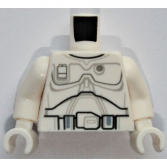 Torso SW Mandalorian Armor Plates Detailed Pattern (White Boba Fett Concept Design) / White Arms / White Hands