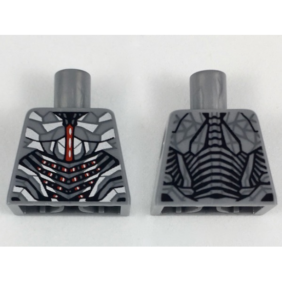 Torso Robotic Armor with Silver and Red Trim Pattern