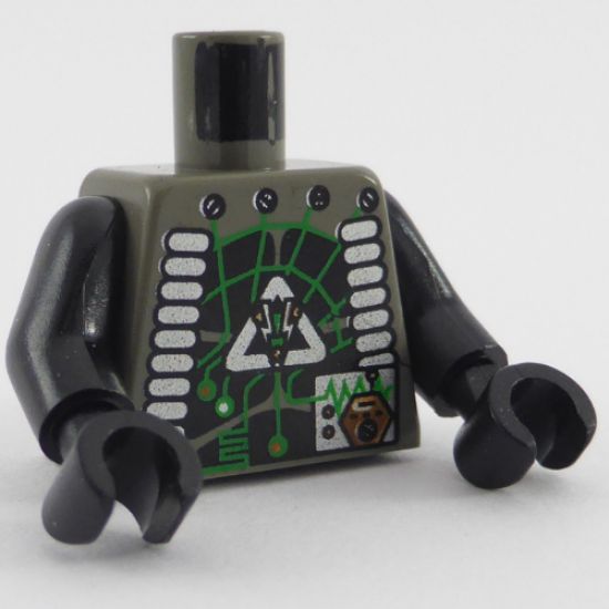 Torso Space Insectoids Green Circuitry, Silver Hose on Sides Pattern / Black Arms / Black Hands