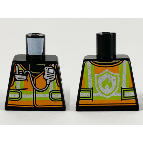Torso Orange Vest with Silver and Lime Stripes and Silver Radio Pattern