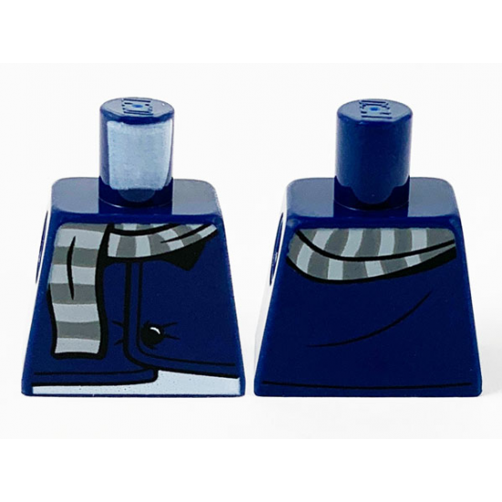 Torso Jacket with Black Button, Light Bluish Gray and Dark Bluish Gray Striped Scarf Pattern
