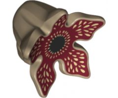 Minifigure, Headgear Hood with 5 Large Petals and Dark Red Mouth Full of Teeth Pattern