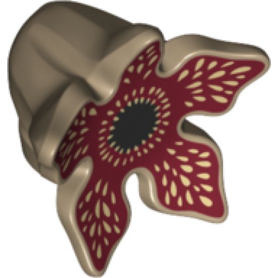 Minifigure, Headgear Hood with 5 Large Petals and Dark Red Mouth Full of Teeth Pattern