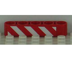 Technic, Liftarm 1 x 5 Thick with Red and White Danger Stripes Pattern Model Right Side (Sticker) - Set 8109
