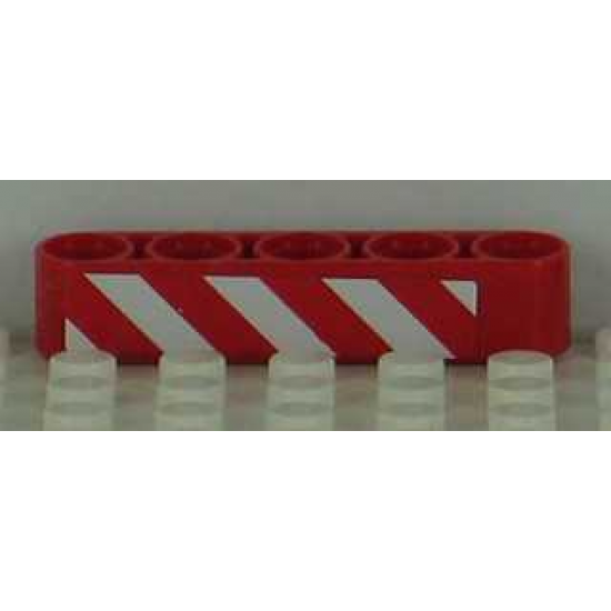 Technic, Liftarm 1 x 5 Thick with Red and White Danger Stripes Pattern Model Right Side (Sticker) - Set 8109