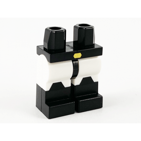 Hips and White Legs with Black Boots, Gold Buckle and Black Trapezoid Knee Plates Pattern