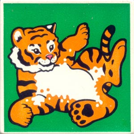 Duplo, Tile 2 x 2 x 1 with Tiger Mosaic Picture 10 Pattern (Set 1079)