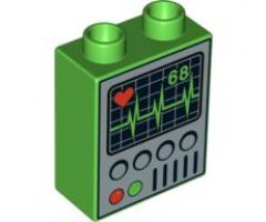 Duplo, Brick 1 x 2 x 2 with Heart Monitor Pattern