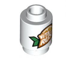 Brick, Round 1 x 1 with 'ViTA RUSH' Logo with Green Leaves Pattern