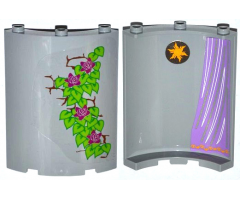 Cylinder Quarter 4 x 4 x 6 with Star and Curtain on Inside and 4 Magenta Flowers, Leaves and Brick Wall on Outside Pattern (Stickers) - Set 41054