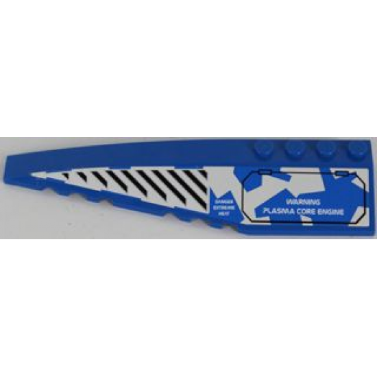 Wedge 12 x 3 Left with Black Vents and Hatch with 'WARNING PLASMA CORE ENGINE' on Blue and White Camouflage Pattern (Sticker) - Set 8118