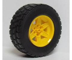 Wheel & Tire Assembly 56mm D. x 34mm Technic Racing Medium, 6 Pin Holes with Black Tire 94.3 x 38 R (15038 / 92912)