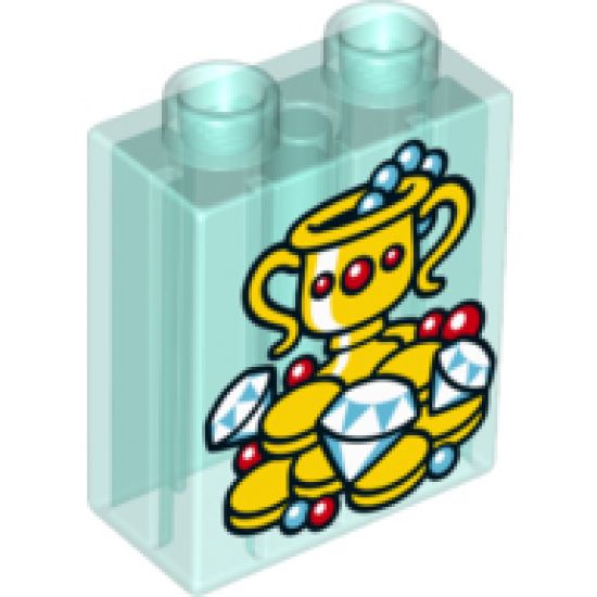 Duplo, Brick 1 x 2 x 2 with Goblet, Jewelry and Gold Coins Pattern