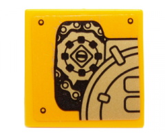 Tile 2 x 2 with Mechanical Gears and Chains Pattern Model Left Side (Sticker) - Set 70227