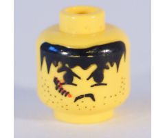 Minifigure, Head Male Snarl, Stubble, and Scar Right Pattern - Blocked Open Stud