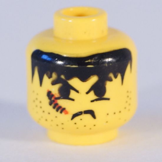 Minifigure, Head Male Snarl, Stubble, and Scar Right Pattern - Blocked Open Stud