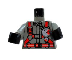 Torso Fire Shirt with Gauge and Red Belt Pattern / Light Gray Arms / Black Hands
