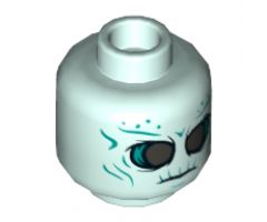 Minifigure, Head Alien Ghost, Large Silver Eyes, Wrinkles Pattern - Hollow Stud