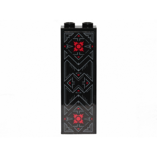 Brick 1 x 2 x 5 with Red and Gray SW Sith Ornament Pattern (Sticker) - Set 75251