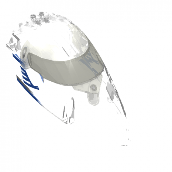 Aircraft Fuselage Curved Forward 8 x 16 x 5 with Trans-Black Glass with Blue Airline Bird and Stripes Pattern