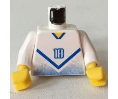 Torso Soccer Blue Chevron and No. 18 Front and Back Pattern / White Arms / Yellow Hands