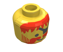 Minifigure, Head Beard Vertical Lines with Messy Hair, Moustache Red, Eyepatch Pattern - Blocked Open Stud