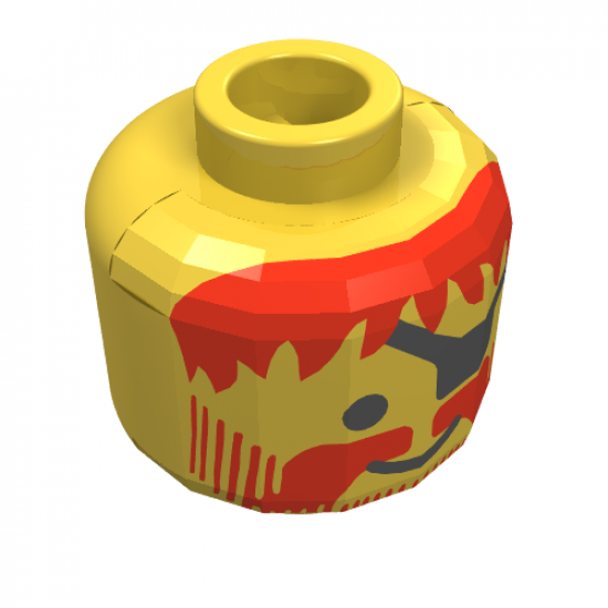 Minifigure, Head Beard Vertical Lines with Messy Hair, Moustache Red, Eyepatch Pattern - Blocked Open Stud