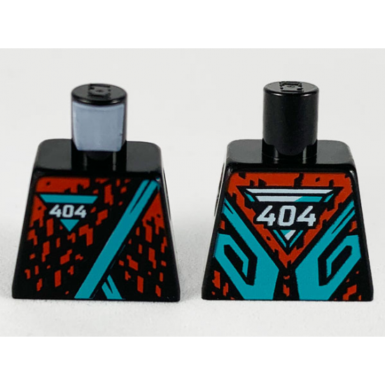 Torso Robe, Dark Turquoise Hems and Triangle with White '404', Red Splotches Pattern