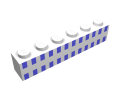 Brick 1 x 6 with Ferry Squares Light Blue in 2 Lines Pattern