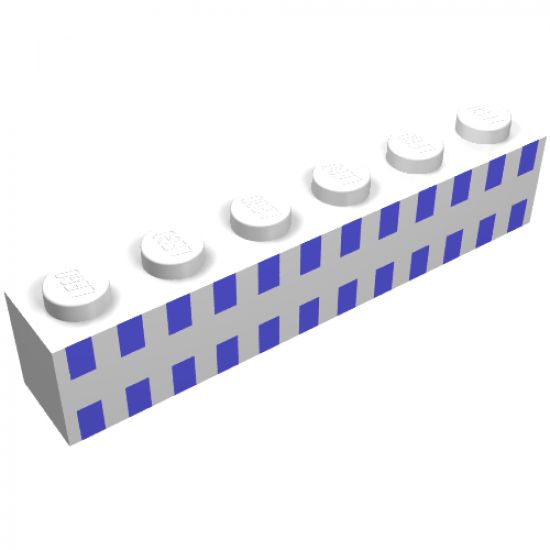Brick 1 x 6 with Ferry Squares Light Blue in 2 Lines Pattern