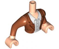 Mini Doll, Torso Friends Man Dark Orange Jacket and White Shirt Pattern, Light Nougat Arms with Hands with Dark Orange Sleeves Pattern