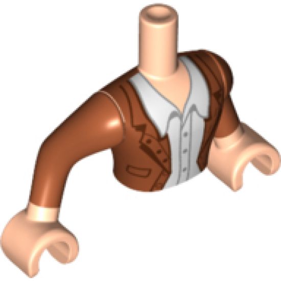 Mini Doll, Torso Friends Man Dark Orange Jacket and White Shirt Pattern, Light Nougat Arms with Hands with Dark Orange Sleeves Pattern