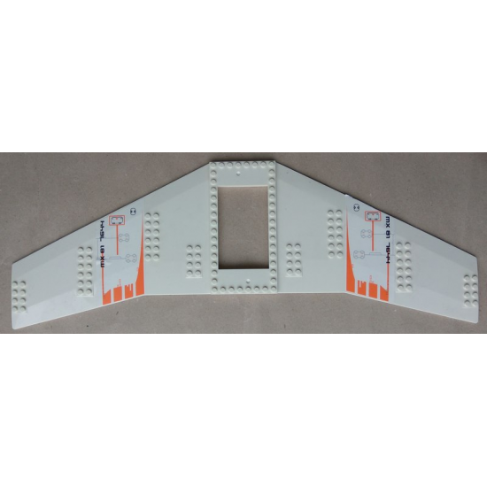 Wing Plate 20 x 56 with 6 x 10 Cutout and No Holes with Orange Stripes, Hatches and 'MX 81 7644' Pattern (Stickers) - Set 7644