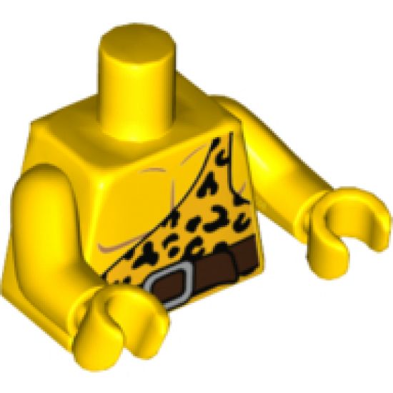 Torso Bright Light Orange Shirt with One Strap and Leopard Spots and Reddish Brown Belt Pattern / Yellow Arms / Yellow Hands