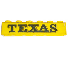 Brick 1 x 6 with Black 'TEXAS' Pattern (Sticker) - Set 372-1