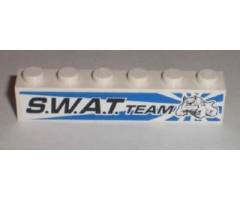 Brick 1 x 6 with Bulldog and 'S.W.A.T. TEAM' Pattern Model Right (Sticker) - Set 8211