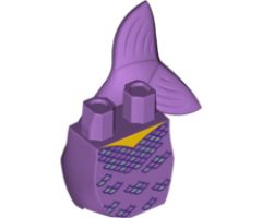 Tail, Mermaid Curved with Dark Purple Outlined Scales Pattern