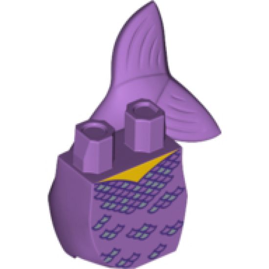 Tail, Mermaid Curved with Dark Purple Outlined Scales Pattern