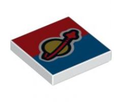 Tile 2 x 2 with Classic Space Logo on Red and Blue Background Pattern