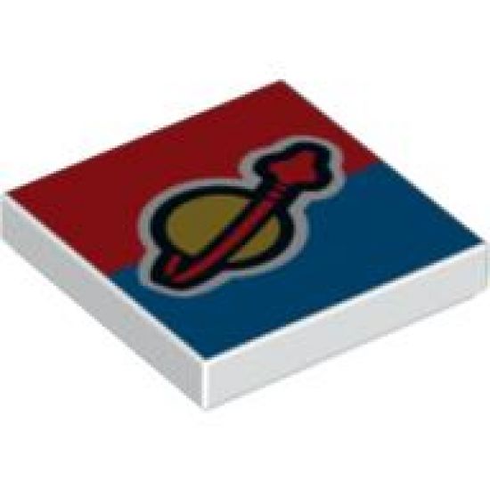 Tile 2 x 2 with Classic Space Logo on Red and Blue Background Pattern