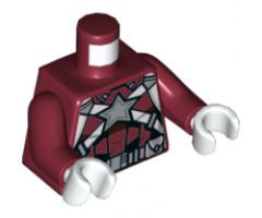 Torso Armor, White Stripes, Silver Star, Belt with Pouches and Silver Buckle Pattern / Dark Red Arms / White Hands