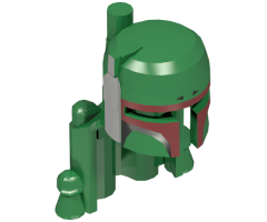 Minifigure, Headgear Helmet SW Rocket Pack with Boba Fett Colors Pattern , Dark Red Highlights