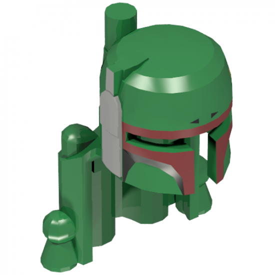 Minifigure, Headgear Helmet SW Rocket Pack with Boba Fett Colors Pattern , Dark Red Highlights